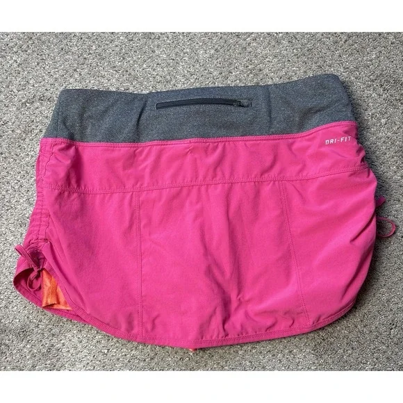 Nike Dri-Fit Athletic Skort Skirt Medium Pink Ruched Tennis Pickleball Golf - Picture 4 of 8